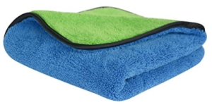 Premium 720gsm Auto Microfaser Trockentuch Sehr Saugstark Flauschige mit Seidenband Eingefasst (40cmx40cm-Blue/green)