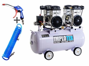 3000W 4PS Silent Flüsterkompressor Druckluftkompressor Kompressor 65dB leise ölfrei inkl. Ausblaspistole und Druckluftschlauch IMPLOTEX