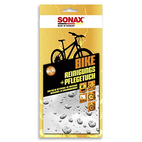 SONAX BIKE Reinigungs+PflegeTuch (40x50 cm) Microfasertuch für die schnelle Reinigung & Pflege von Fahrrädern & E-Bikes, reicht für 1 komplette Anwendung | Art-Nr. 08520000 - 1
