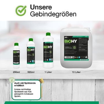 BiOHY Spülmittel (2 x 250ml) + Spülbürste | Bio Geschirrspülmittel ohne schädliche Chemikalien | Flüssiger Fettlöser für frischen Glanz | ideal für Spülmittelspender | biologisch abbaubar - 6