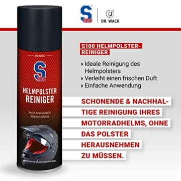 DR. WACK 2160 S100 - S100 Helmpolster-Reiniger 300 ml I Premium Helm-Reiniger für Innen I Helm-Desinfektion & Geruchsentfernung I Hochwertige Motorradpflege – - 4