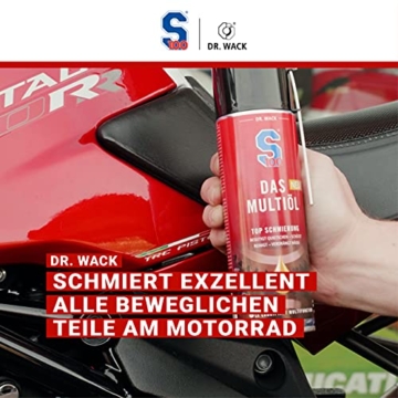 Dr. Wack - S100 DAS Multiöl 300 ml I Premium Motorrad-Multifunktionsöl mit top Schmierleistung, gegen Korrosion, Quietschen & Nässe I Hochwertiges Pflege-Spray für alle Motorräder – Made in Germany - 2