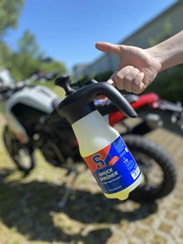 Dr. Wack - S100 Drucksprüher (leer) für S100 Motorradreiniger 925 ml I Sprühflasche für die Motorrad-Reinigung I Mit anwendungsfreundlichem Sprühbild I Hochwertige Fahrradpflege – Made in Germany - 4