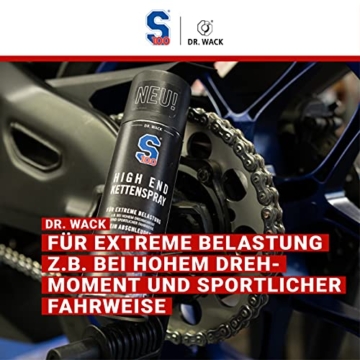 Dr. Wack - S100 High End Kettenspray 300 ml I Premium Motorrad-Kettenöl für extreme Belastungen I Kettenspray für alle Motorräder I Hochwertige Motorradpflege – Made in Germany, schwarz - 2