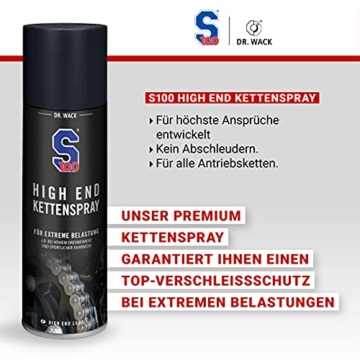 Dr. Wack - S100 High End Kettenspray 300 ml I Premium Motorrad-Kettenöl für extreme Belastungen I Kettenspray für alle Motorräder I Hochwertige Motorradpflege – Made in Germany, schwarz - 4