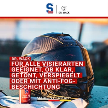 Dr. Wack - S100 Visier- & Helmreiniger 100 ml inkl. Mikrofasertuch I Premium -Reiniger für alle Motorradhelme I Für die schnelle Reinigung unterwegs I Hochwertige Helmpflege – Made in Germany - 3