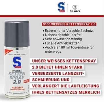 Motorrad Kette Reinigung & Pflege Bundle - Dr. Wack - S100 Kettenreiniger 300 ml I Motorrad Kettenreiniger für O/X/Z-Ring + S100 weißes Kettenspray 100 ml Kettenspray + 2X detailmate Mikrofasertuch - 2