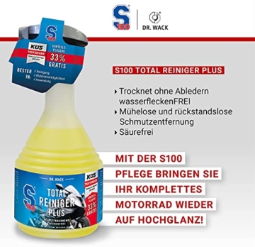 Motorrad Reinigung & Trocknen Bundle - Dr. Wack S100 Total Reiniger 750 ml - Motorradpflege – Made in Germany + Nuke Guys Gamma Dryer Trockentuch,schlierenfrei + detailmate Waschhandschuh - 2