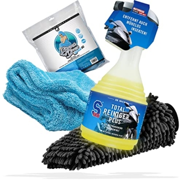 Motorrad Reinigung & Trocknen Bundle - Dr. Wack S100 Total Reiniger 750 ml - Motorradpflege – Made in Germany + Nuke Guys Gamma Dryer Trockentuch,schlierenfrei + detailmate Waschhandschuh - 1