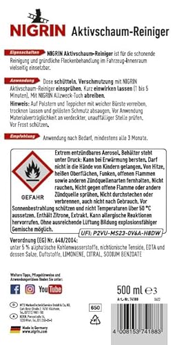 NIGRIN Aktivschaum-Reiniger, BioEnzym Insektenentferner, mit Gel-Formel, 500 ml - 2