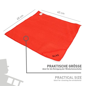 NIGRIN Mikrofaser-Tuch Glas, schlierenfreie und streifenfreie Reinigung von Autoscheiben, Spiegeln und Fenstern, garantiert fusselfrei, Auto Microfasertuch Autopflege, 40x40 cm - 4