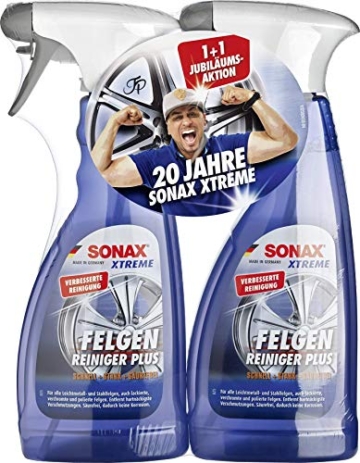 SONAX 2x XTREME Felgenreiniger PLUS (500 ml) effiziente & säurefreie Reinigung aller Leichtmetall- und Stahlfelgen sowie lackierte, verchromte und polierte Felgen | Art-Nr. 02302410 - 1