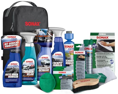 SONAX Innenraum+Scheibe-Set mit Tasche (11-teilig) zur Reinigung aller Flächen im Autoinnenraum mit langanhaltendem Schutz | Art-Nr. 07688000 - 1