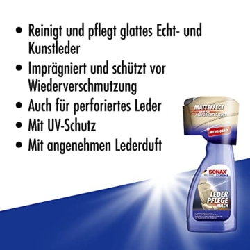 SONAX XTREME LederPflegeMilch (500 ml) Lederreiniger zur schonenden Reinigung und intensiven Pflege von glattem Echt- und Kunstleder, Blau / Art-Nr. 02542410 - 3