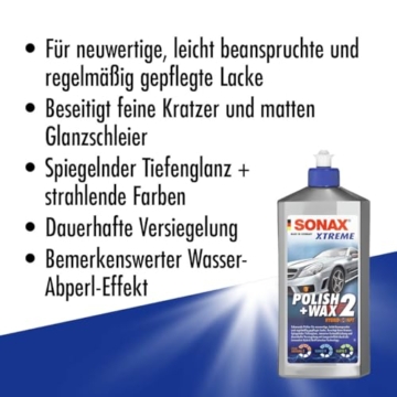 SONAX XTREME Polish+Wax 2 Hybrid NPT (500 ml) schonende Politur mit mittlerer Wirkung für regelmäßig gepflegte Lacke | Art-Nr. 02072000 - 3