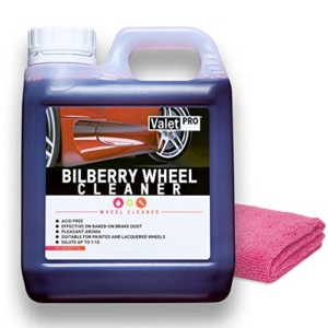 detailmate ValetPro Bilberry Wheel Cleaner 1 Liter Kanister - Felgenreiniger Konzentrat Mikrofasertuch 40x40cm - 1
