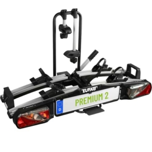 EUFAB 11521 Fahrradträger PREMIUM 2, E-Bike geeignet, komplett vormontiert, Diebstahlschutz, für 2 Fahrräder, für Anhängekupplung, Schwarz, Silber - 1