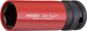 HAZET Kraft-Steckschlüsseleinsatz 903SLG-21, 1/2 Zoll (12,5 mm) Vierkant | 1/2 Zoll (12,5 mm) Vierkant hohl, Antrieb 1/2 Zoll (12,5 mm) Vierkant hohl, Abtrieb Außen-Tractionsprofil Sechskant, SW 21 mm - 1