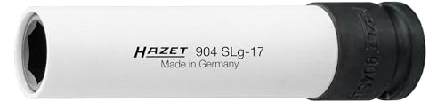 HAZET Kraft-Steckschlüsseleinsatz, extralang 904SLG-17, SW 17 mm | 1/2 Zoll (12,5 mm) Vierkant hohl, Antrieb 1/2 Zoll (12,5 mm) Vierkant hohl, Abtrieb Außen-Tractionsprofil Sechskant, SW 17 mm - 1