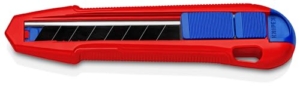 KNIPEX CutiX Universalmesser, mit Stabilisierungsschiene, 90 10 165 BK | Klingenverriegelung, 18 mm Abbrechklinge, Cuttermesser, Teppichmesser - 1