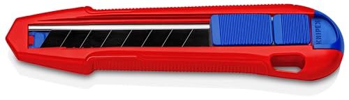 KNIPEX CutiX Universalmesser, mit Stabilisierungsschiene, 90 10 165 BK | Klingenverriegelung, 18 mm Abbrechklinge, Cuttermesser, Teppichmesser - 1