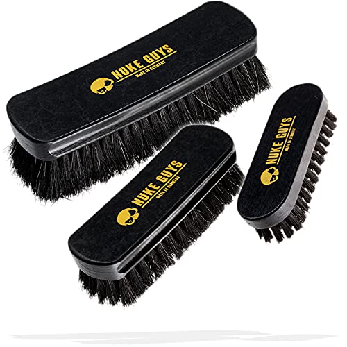 Nuke Guys 3er Set Lederbürsten zur schonenden Auto Innenraum Reinigung | weiche Textilbürste ideal für Autositze, Polster, Alcantara, Leder, Cabrio-Verdecke, Teppiche, Stoffsitze, Couch, Schuhe - 1