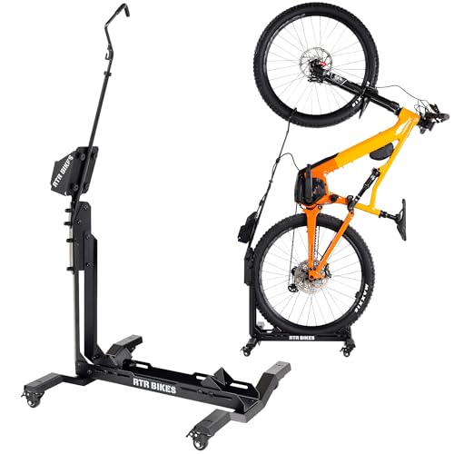 RTR BIKES Brutus Up Pro Fahrbarer Fahrradständer Vertikal – Mobile E-Bike Ladestation auf Rollen – Bis 30kg – Mit Ladegeräthalterung – Für 24-29 Zoll & 3,5" Reifen – Made in EU - 1