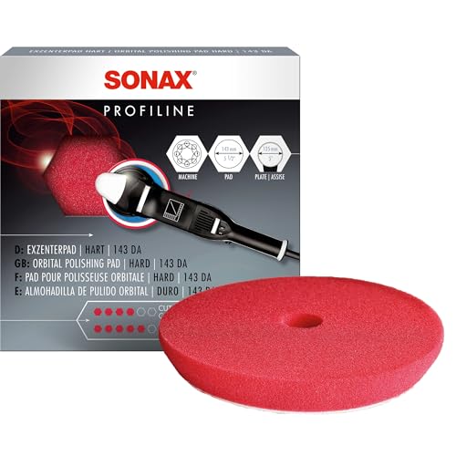 SONAX ExzenterPad hart 143 DA (1 Stück) harter feinporiger Schwamm zum Schleifpolieren von verkratzten und verwitterten Fahrzeuglacken | Art-Nr. 04934000 - 1