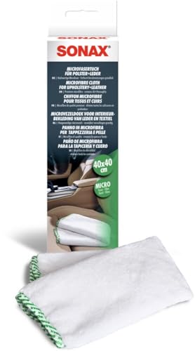 SONAX MicrofaserTuch für Polster+Leder (1 Stück) | zur fusselfreien Fahrzeuginnenreinigung von Polster-, Textil- und Lederoberflächen - 1