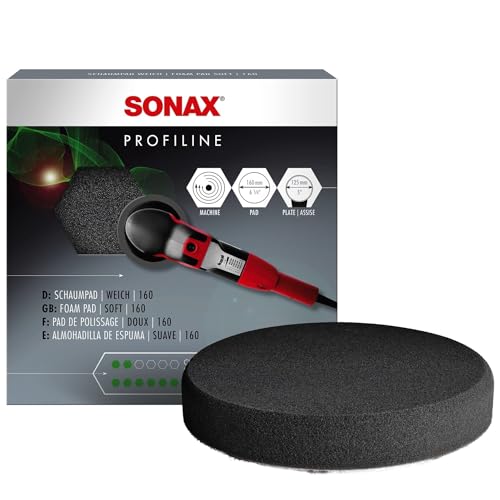 SONAX SchaumPad weich 160 (1 Stück) | Supersofter feinporiger Schwamm zum maschinellen Finishpolieren von Lacken - 1