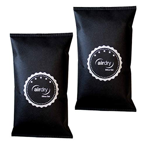Thomar airdry Silica Gel | Auto-Entfeuchter | 1,5 kg (2 x 750 g) Entfeucher Kissen mit Silicagel | Luftentfeuchter | Schwarz - 1