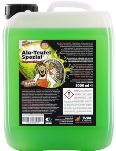 TUGA Chemie Alu-Teufel Spezial Felgenreiniger Grün, 5 L Kanister | Profi Felgenreinigung von Bremsstaub & Schmutz, pH-hautneutral, Materialschonend, Glanzverstärkend, Made in Germany - 1